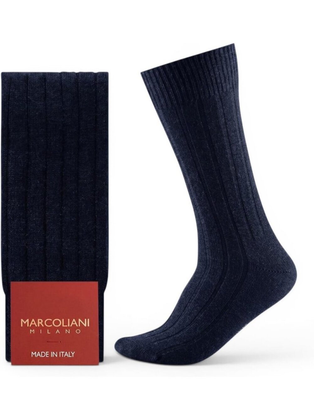 Luxurious Cashmere Rib Men's Dress Socks - Made in Italy, Elegant Comfort